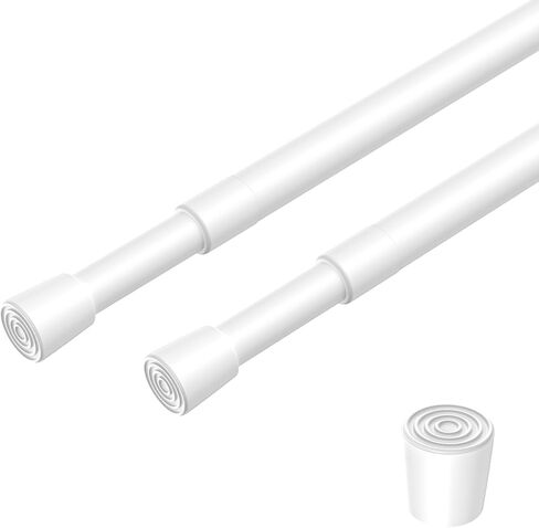 2 حزمة قضبان شد زنبركية 17-41 بوصة قضبان ستائر قابلة للتعديل بدون حفر قابلة للتمديد قضبان ستائر زنبركية لأرفف المطبخ والثلاجات والمساحات الصغيرة، أبيض in Kuwait