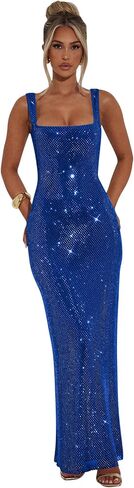 Long Sequin Prom Dress 2025 Mermaid Square Neck Bodycon Spaghetti Strap Backless Evening Gowns in Saudi Arabia