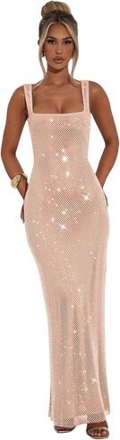Long Sequin Prom Dress 2025 Mermaid Square Neck Bodycon Spaghetti Strap Backless Evening Gowns in Saudi Arabia