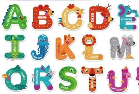 48Pcs Magnetic Letters and Numbers Fridge Magnets, 26 Uppercase Letters 0-9 Numbers Refrigerator Magnets Cute Animal Alphabet Magnets for Toddlers Preschool Learning Spelling in Kuwait
