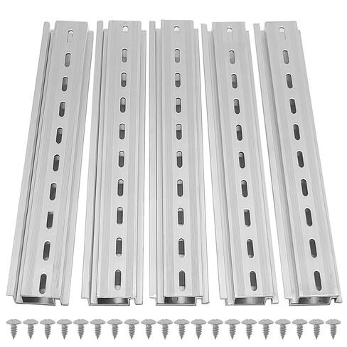 10 Piece Aluminum DIN Rails, 4 Inches Long, 35mm Wide, 7.5mm High, Top Hat Slotted DIN Rail, with 20 Pcs MXU-DIN-100 Extra Premium Screws Included for Hardware Components Mounting in Kuwait