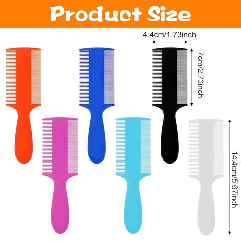 6Pcs Lice Brush Comb with Long Handle, Double Sided Fine Tooth Flea Dandruff Removal Comb for Dog Cat Kittens Scalp, Puppy Lice Combs for Adults Grooming in Kuwait