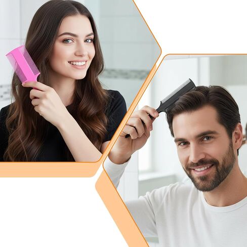 6Pcs Lice Brush Comb with Long Handle, Double Sided Fine Tooth Flea Dandruff Removal Comb for Dog Cat Kittens Scalp, Puppy Lice Combs for Adults Grooming in Kuwait