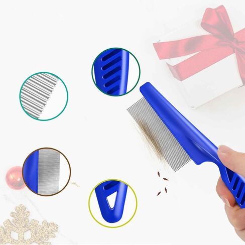 4 Pack Flea Lice Comb, Stainless Steel Grooming Combs with Rounded Teeth, Double Sided Professional Tear Stain Remover, for Small, Medium & Large Furry Friends in Saudi Arabia