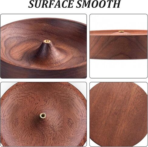 Incense Holder,Black Walnut Hand - Crafted Round Burner for Sticks with Ash Catcher,Perfect for Relaxation at Home, Yoga,Spa & as a Gift in Saudi Arabia