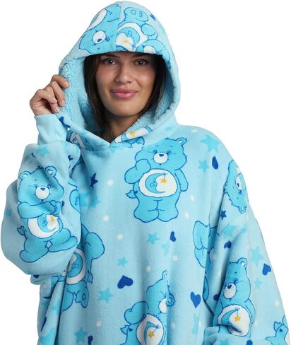 Bioworld Care Bears Bedtime Bear All-Over Print Adult Blue Long Sleeve Sherpa-Lined Hooded Blanket in Saudi Arabia
