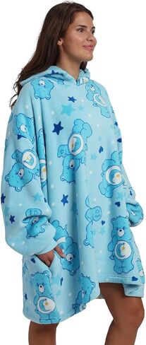 Bioworld Care Bears Bedtime Bear All-Over Print Adult Blue Long Sleeve Sherpa-Lined Hooded Blanket in Saudi Arabia