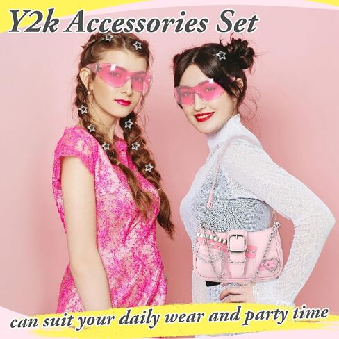Y2k Accessories Set Included Star Y2k Silver Necklace Y2K Star Shoulder Bag Sunglasses Star Hair Clip Y2k Silver Vintage Jewelry Set in Saudi Arabia