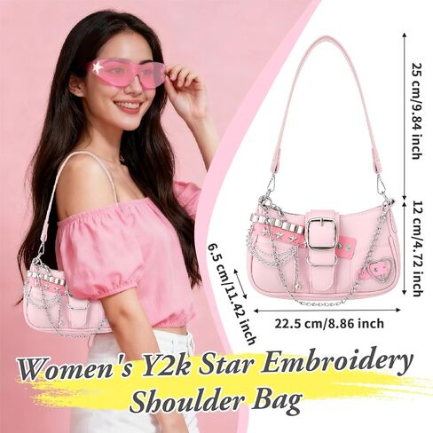 Y2k Accessories Set Included Star Y2k Silver Necklace Y2K Star Shoulder Bag Sunglasses Star Hair Clip Y2k Silver Vintage Jewelry Set in Saudi Arabia