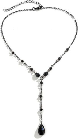 Gothic Y Necklace,Goth Black Red Crystal Bead Teardrop Necklace,Punk Y Necklace,Halloween Christmas New Year Jewelry Vampire Accessories for Women in Saudi Arabia