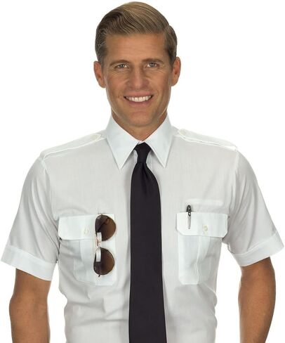 Van Heusen Mens Pilot Shirt - White- Short Sleeve - 18 in Saudi Arabia