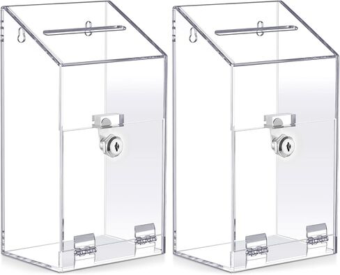 Acrylic Donation Box 10.2" x 5.6" x 4" Suggestion Box with Lock and Slot Wall Mount Safe Key Drop Ballot Box Clear Fundraising Box for Home Office Vote in Saudi Arabia