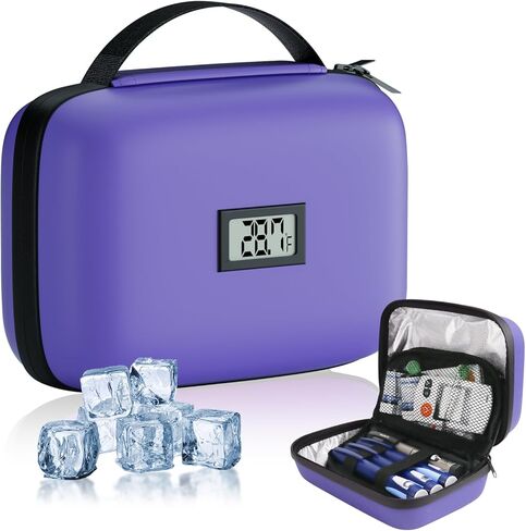 Insulin Cooler Travel Case with Temperature Display, TSA Approved Diabetic Cooling Bag for Insulin Pens and Supplies, Refrigerated Medicine Organizer with 2 Ice Packs in Saudi Arabia