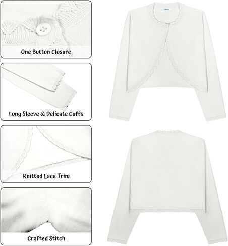 Girls Cardigan Long Sleeve Sweet Knit Bolero Shrug for Kids Button Closure Cardigan Sweaters 4-13 Years in Saudi Arabia