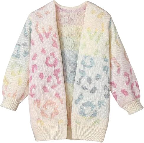 GORGLITTER Girl's Cardigan Sweater Cute Long Sleeve Colorful Floral Print Open Front Chunky Sweaters Jackets Outerwear in Saudi Arabia