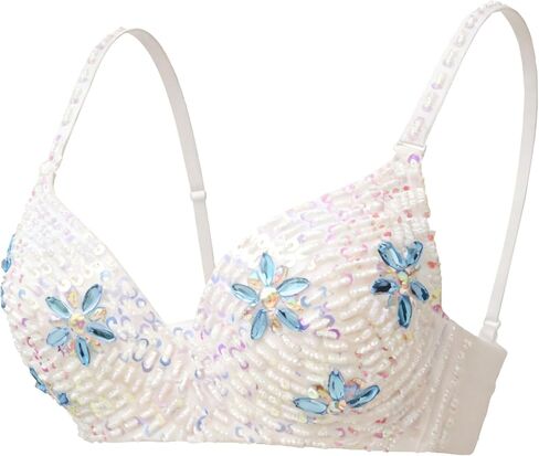 ROYAL SMEELA Women's Sequin Bra Top Adjustable Flower Beaded Bras for Belly Dance Performance Daily Wear Costume in Saudi Arabia
