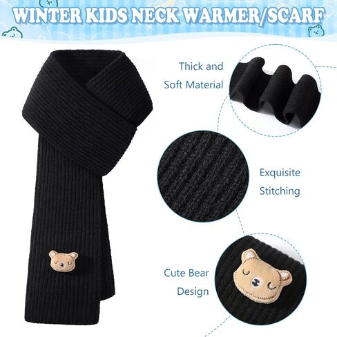 2Pcs Kids Winter Hat Scarf Set, Warm Fleece Lining Girls Winter Hats with Pom, Knit Scarf for 3-12 Years Boys Girls in Saudi Arabia
