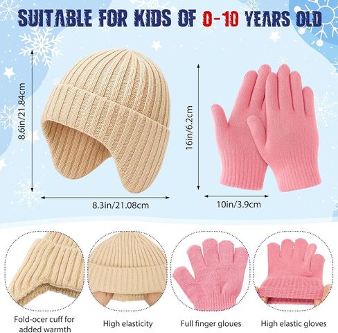 20 Pcs Kids Hats Gloves Winter Set Bulk Kids Warm Knitted Beanies Cap Weather Gloves for 5-10 years Girls and Boys in Saudi Arabia