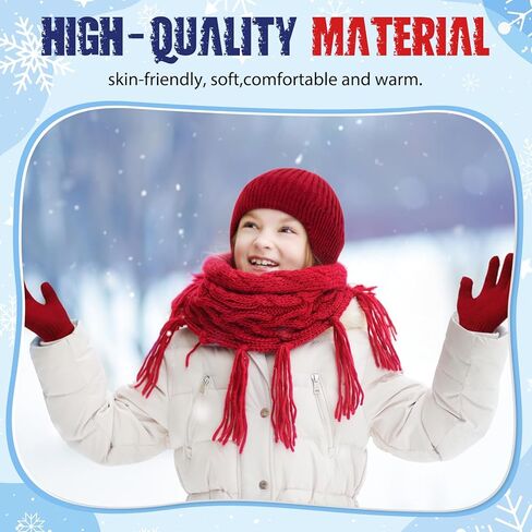 20 Pcs Kids Hats Gloves Winter Set Bulk Kids Warm Knitted Beanies Cap Weather Gloves for 5-10 years Girls and Boys in Saudi Arabia
