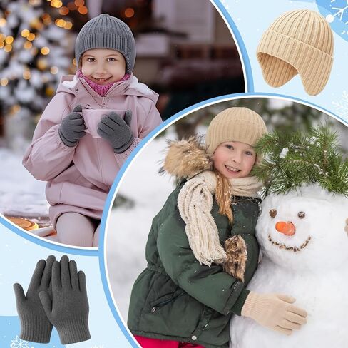 20 Pcs Kids Hats Gloves Winter Set Bulk Kids Warm Knitted Beanies Cap Weather Gloves for 5-10 years Girls and Boys in Saudi Arabia