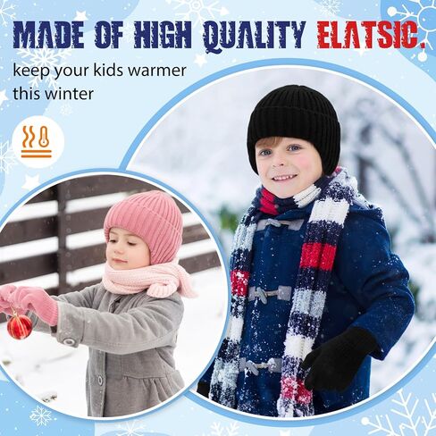 20 Pcs Kids Hats Gloves Winter Set Bulk Kids Warm Knitted Beanies Cap Weather Gloves for 5-10 years Girls and Boys in Saudi Arabia