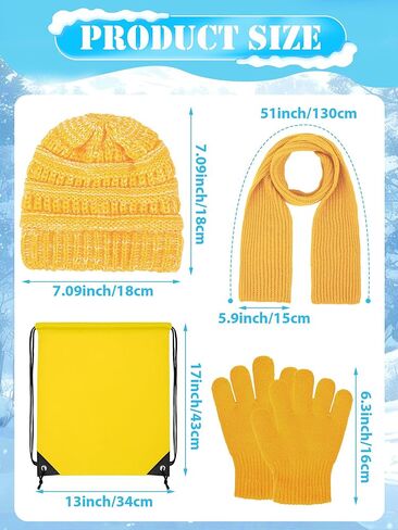 80 Pcs Kids Winter Hat Gloves Scarf Set with Colorful Drawstring Bag, Knit Toddler Beanie Cap, Warm Gloves, Neck Warmer for 5-10 Years Old Girls and Boys Children in Saudi Arabia