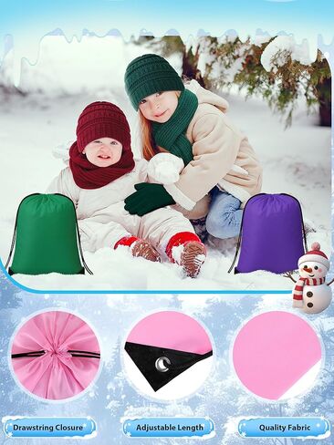 80 Pcs Kids Winter Hat Gloves Scarf Set with Colorful Drawstring Bag, Knit Toddler Beanie Cap, Warm Gloves, Neck Warmer for 5-10 Years Old Girls and Boys Children in Saudi Arabia