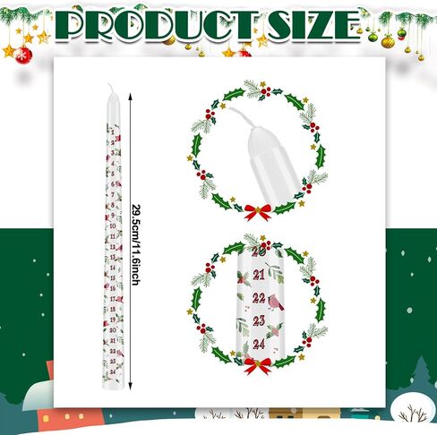 Jutom 3 Pcs Christmas Advent Candle Countdown Christmas Calendar Candle Christmas Gifts Advent Calendar, 12 Inch in Saudi Arabia