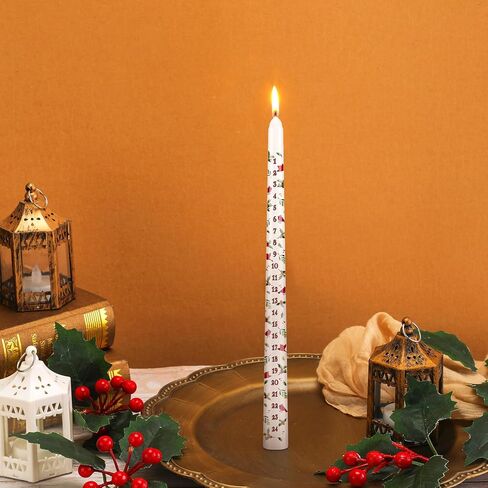 Jutom 3 Pcs Christmas Advent Candle Countdown Christmas Calendar Candle Christmas Gifts Advent Calendar, 12 Inch in Saudi Arabia