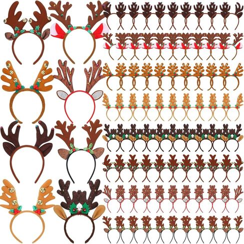 Christmas Reindeer Antlers Headband Bulk Deer Antlers Headband Christmas Reindeer Ears Headwear for Party Costume in Saudi Arabia