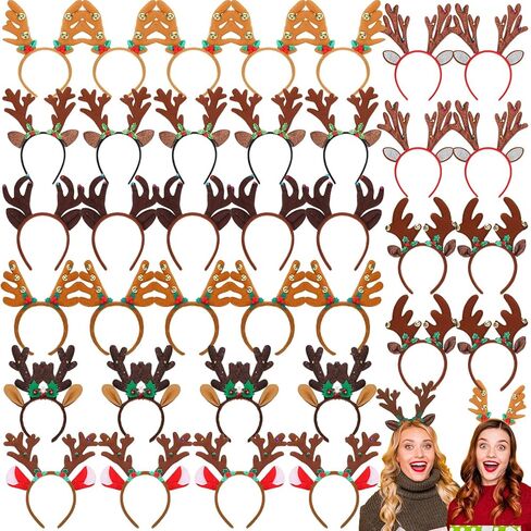 Christmas Reindeer Antlers Headband Bulk Deer Antlers Headband Christmas Reindeer Ears Headwear for Party Costume in Saudi Arabia