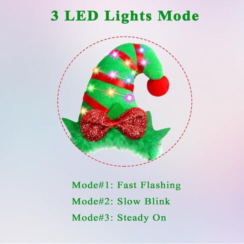 Farochy Christmas Elf Headband - Christmas LED headband Xmas Headband Christmas Elf Headpiece Christmas Elf Hat Elf Hair hoop in Saudi Arabia