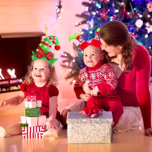Farochy Christmas Elf Headband - Christmas LED headband Xmas Headband Christmas Elf Headpiece Christmas Elf Hat Elf Hair hoop in Saudi Arabia