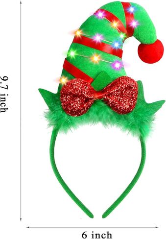 Farochy Christmas Elf Headband - Christmas LED headband Xmas Headband Christmas Elf Headpiece Christmas Elf Hat Elf Hair hoop in Saudi Arabia
