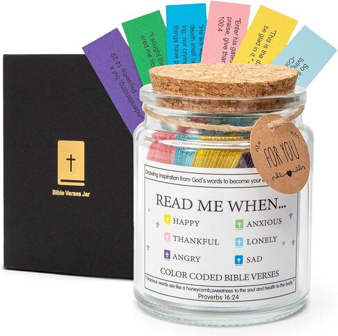 Read Me When Bible Verses Jar for Daily Encouragement，God is Above Bible Verse Jar for Wemen&Men&Teens，Christian Gifts for Women，96 Bible Verses Cards in Saudi Arabia