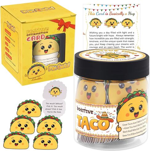 pincute 60 جرة تأكيد تاكو إيجابية - هدية عيد الحب له صديقها صديقة الأزواج زوجة الزوج، هدية الرعاية الذاتية للنساء، هدايا عيد ميلاد للفتيات في سن المراهقة الاشياء العصرية، هدايا المعلم زميل العمل in Kuwait