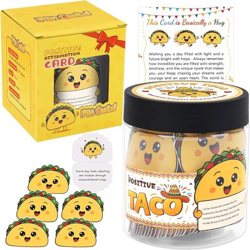 pincute 60 جرة تأكيد تاكو إيجابية - هدية عيد الحب له صديقها صديقة الأزواج زوجة الزوج، هدية الرعاية الذاتية للنساء، هدايا عيد ميلاد للفتيات في سن المراهقة الاشياء العصرية، هدايا المعلم زميل العمل in Kuwait