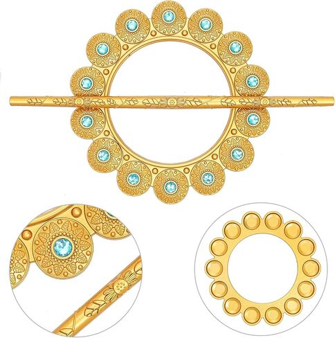 Decorative Curtain Tieback Holders, Silver Metallic Crystal Ring with Rod, 2 Pack, 5.5 x 7.9 Inch Circle Design (Golden) in Saudi Arabia