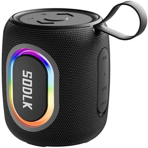 Bluetooth Speakers, Wireless Portable Speaker with RGB Party Light, IPX7 Waterproof, Rich Bass, Stereo Dual Pairing, USB & TF Card & AUX Input (Black) in Saudi Arabia
