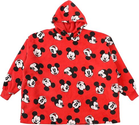 Disney Mickey Mouse Character Faces Adult Red Long Sleeve Hooded Blanket in Saudi Arabia