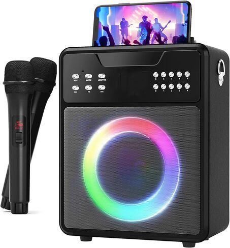 Karaoke Machine for Adults, Portable Karaoke Machine with Bluetooth and 2 Wireless Microphones, Karaoke Speaker with Lights Supports for TWS,USB,FM,REC,AUX in,TF Card for Party in Saudi Arabia