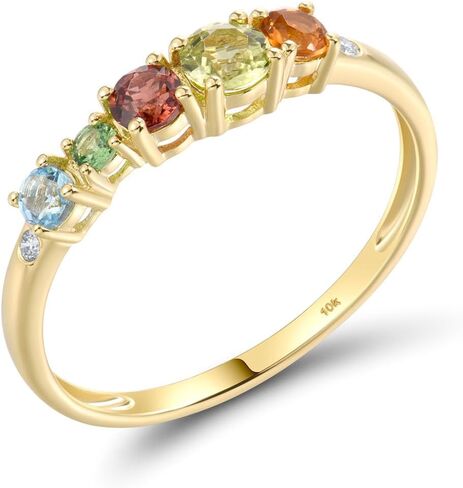 Santuzza 10K Solid Gold Cluster Gemstone Dainty Ring for Women in Saudi Arabia