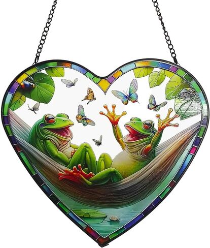 Butterfly Stained Glass Window Hanging, Blue-Purple Butterfly Suncatcher Window Wall Garden Decor with Chain, Heart Suncatchers Gift for Women, Mom, Wife, Aunt, 7.9 in in Saudi Arabia