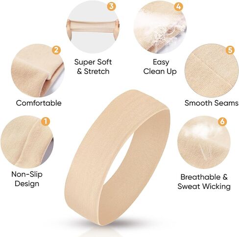 Wisecy Headbands for Women Non Slip - 9PCS Elastic Fabric Hair Band for Women's Hair, Soft Cotton Cloth Stretchy Sweat Headbands for Women for Yoga Workout Running in Saudi Arabia