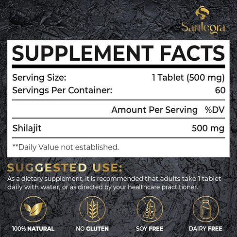30,000 MG Shilajit Tablets, 100% Shilajit Pure Tablets for Women & Men, Himalayan Organic, Fulvic Acid & 85+ Trace Minerals, Resin Supplement for Energy and Immune System, 60 Counts in Saudi Arabia