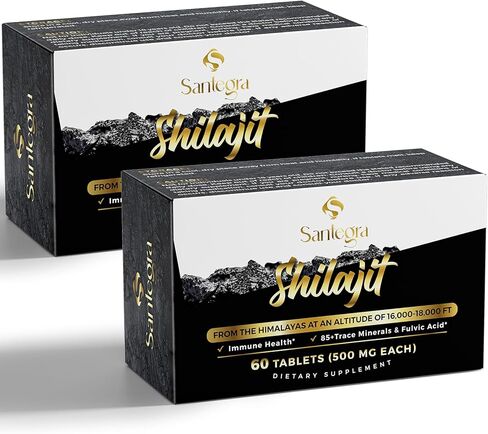 30,000 MG Shilajit Tablets, 100% Shilajit Pure Tablets for Women & Men, Himalayan Organic, Fulvic Acid & 85+ Trace Minerals, Resin Supplement for Energy and Immune System, 60 Counts in Saudi Arabia