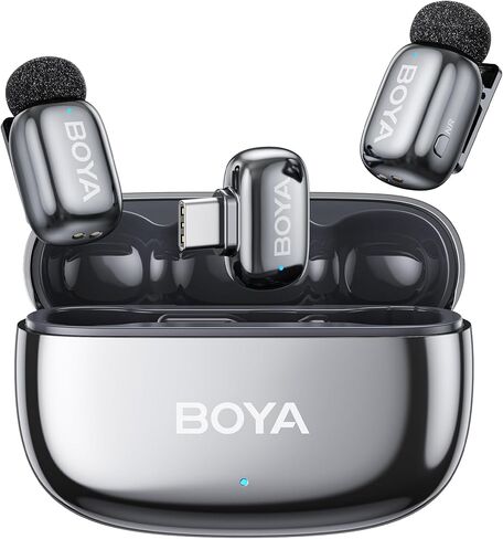 BOYA Wireless Mini Microphone for Andriod/Tablets/PC with USB C interface,Noise Cancellation,30H Battery Life with Charging Case,AI Voice Changing,Lapel Microphone Wireless for Video Recording Podcast in Saudi Arabia