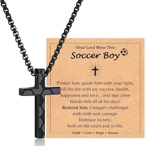 Baseball Soccer Basketball Football Necklace Gifts for Boys Kids, Sports Stuff Accessories Cross Necklace Jewelry for Little Boys Birthday Christmas Valentines Easter Baptism Communion Graduation Gifts in Saudi Arabia