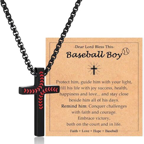 Baseball Soccer Basketball Football Necklace Gifts for Boys Kids, Sports Stuff Accessories Cross Necklace Jewelry for Little Boys Birthday Christmas Valentines Easter Baptism Communion Graduation Gifts in Saudi Arabia
