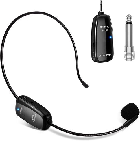 Wireless Microphone Headset, Head Mic Speaker System, UHF Professional Handheld Microphones for Voice Amplifier, with LED Digital Display, Suitable for Teaching, Fitness Instructor, Tour Guide in Saudi Arabia